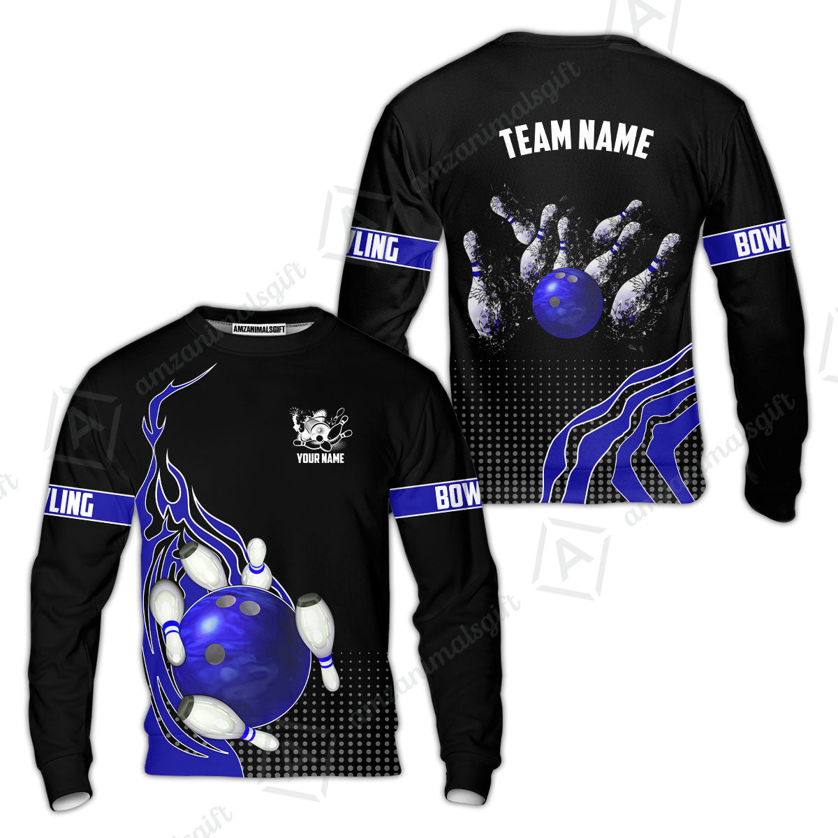 Customized Bowling Unisex Polo Shirt, Bowling And Breaking Pins Multicolor Option Customized Name And Team Name Polo Jerseys Shirts