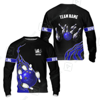 Customized Bowling Unisex Polo Shirt, Bowling And Breaking Pins Multicolor Option Customized Name And Team Name Polo Jerseys Shirts