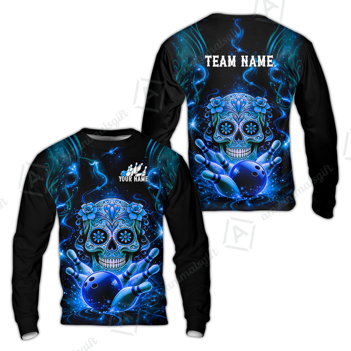 Customized Darts Team Jersey, Sugar Skull Bowler, Personalized Polo Shirt For Players With Name & Team Name