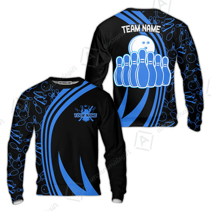 Customized Bowling Team Sweatshirt Neon Multicolor Bowling Uniforms With Name And Team Name For Bowlers, Team League