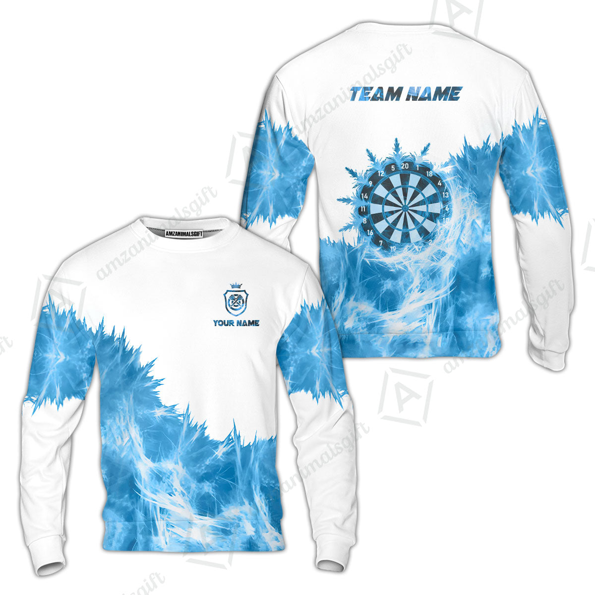Customized Darts Sweatshirt, Darts Icy Light White And Multi Color Team  Sweatshirt Jersey For Darts Player