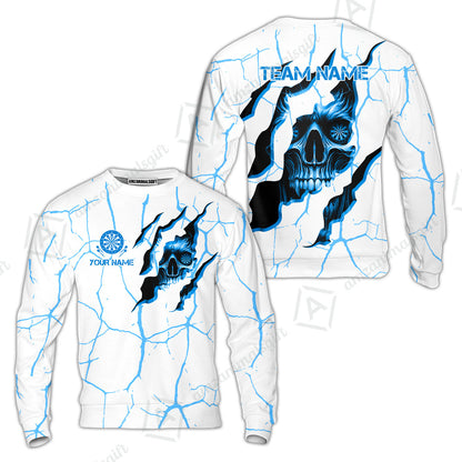 Customized Darts Sweatshirt, Torn-Up Skull Dartboard Eyes Darts Sweatshirt Team Style Jersey for Darts Players