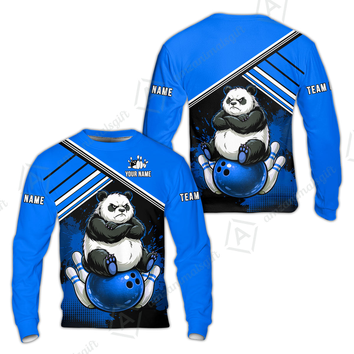 Custom Bowling Jersey Polo Shirt, Panda Mascot Bowling Custom Bowling Jersey Team Shirt For Players With Name & Team Name