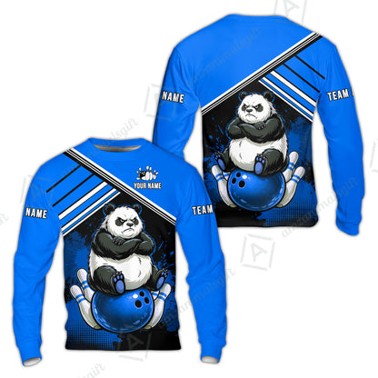 Custom Bowling Jersey Polo Shirt, Panda Mascot Bowling Custom Bowling Jersey Team Shirt For Players With Name & Team Name