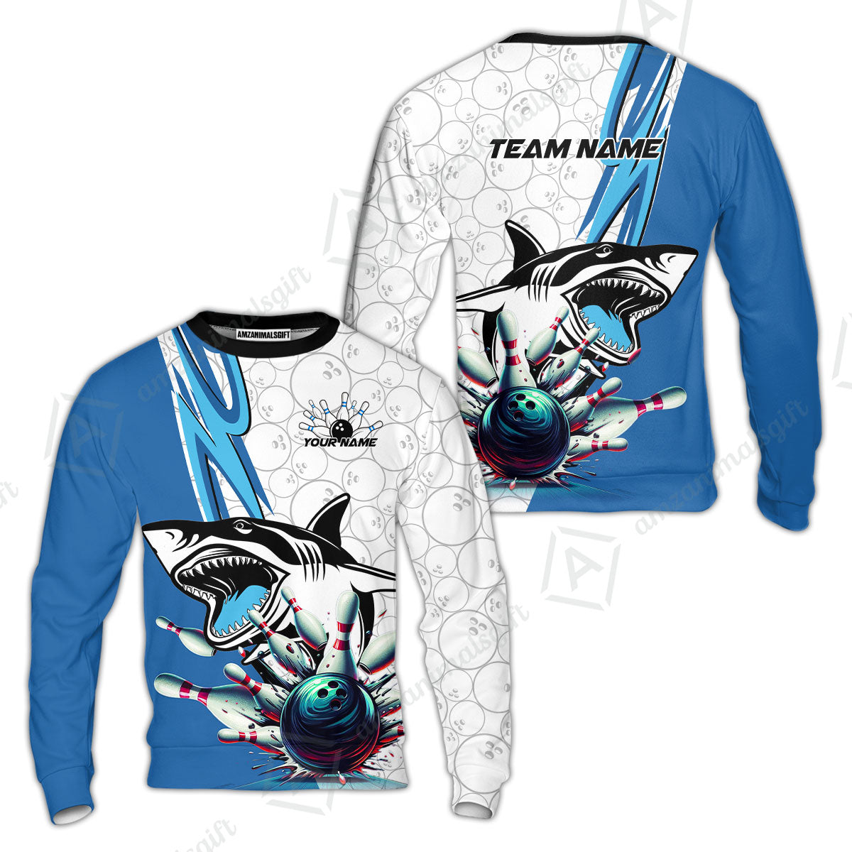 Custom Shark Bowling Team Jersey,  Shark Bowling Jersey Multicolor Polo Quarter-Zip Shirts, Bowling Uniforms Jerseys, Custom Name And Team Name