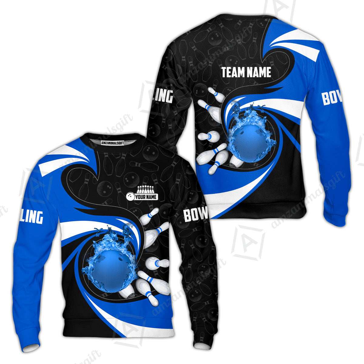 Customized Bowling Jersey Shirt, Bowling Ball And Pins Vortex Pattern Multicolor Customized Name And Team Name For Bowling Team