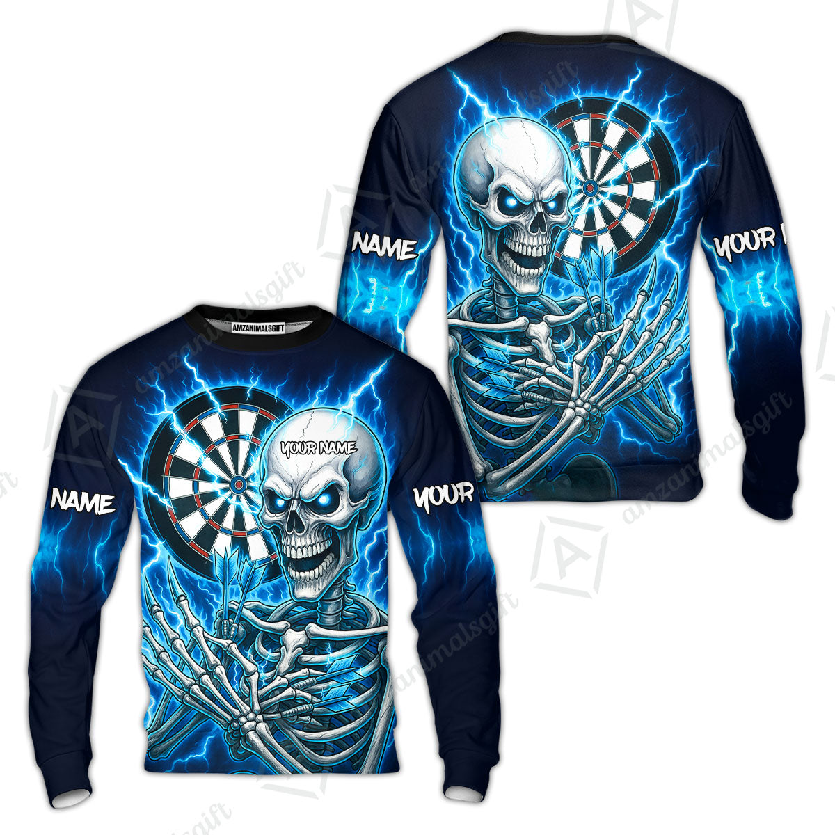 Custom Darts Team Sweatshirt, Dartboard Electric Skeleton Darts Jersey Sweatshirt, Custom Darts Uniforms Jersey
