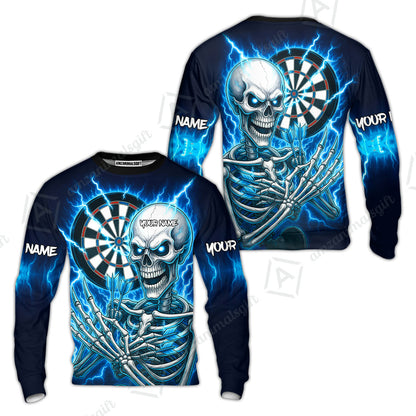 Custom Darts Team Sweatshirt, Dartboard Electric Skeleton Darts Jersey Sweatshirt, Custom Darts Uniforms Jersey