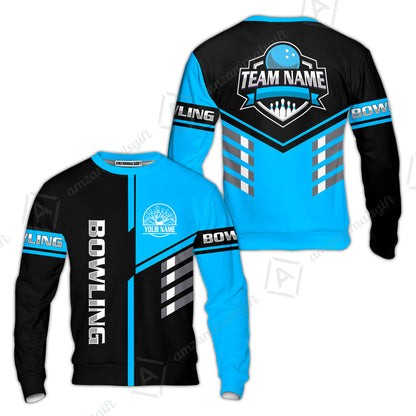 Custom Bowling Team Shirt – Modern Split Design Multicolor Option Personalized Jersey Bowling Uniform For League Players