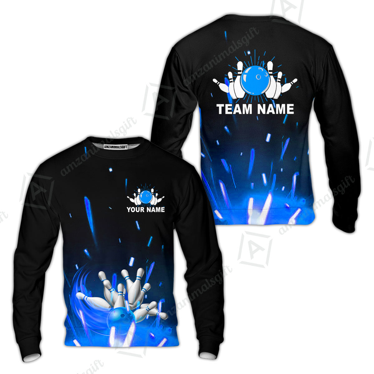 Custom Bowling Team Jerseys Polo Shirts, Bowling uniforms Flame Bowling Ball And Pins Short Sleeve Polo For Men Women Bowlers