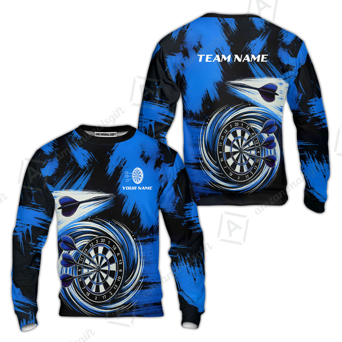 Customized Darts Sweatshirt, Darts Colorful Wave Custom Name Team Name Sweatshirt For Darts Player