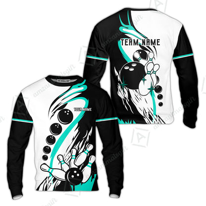 Custom Purple Turquoise Retro Bowling League Jersey, Custom Bowling Team Jerseys Polo Shirts, Custom Bowling Uniforms Jerseys