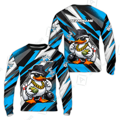 Custom Bowling Jersey Polo Shirt, Boss Hustle Duck Gangster Style, Custom Bowling Jersey Team Shirt For Players With Name and Team Name