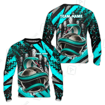 Custom Bowling Team Shirt, Bowling with King Cobra Multicolor, Bowling uniforms, King Cobra Bowling Shirt Personalized Name And Team Name