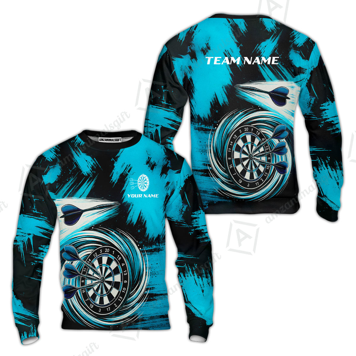 Customized Darts Sweatshirt, Darts Colorful Wave Custom Name Team Name Sweatshirt For Darts Player
