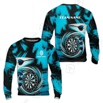 Customized Darts Sweatshirt, Darts Colorful Wave Custom Name Team Name Sweatshirt For Darts Player