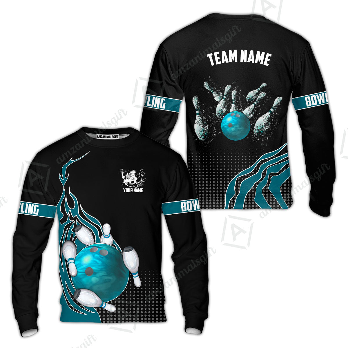 Customized Bowling Unisex Polo Shirt, Bowling And Breaking Pins Multicolor Option Customized Name And Team Name Polo Jerseys Shirts