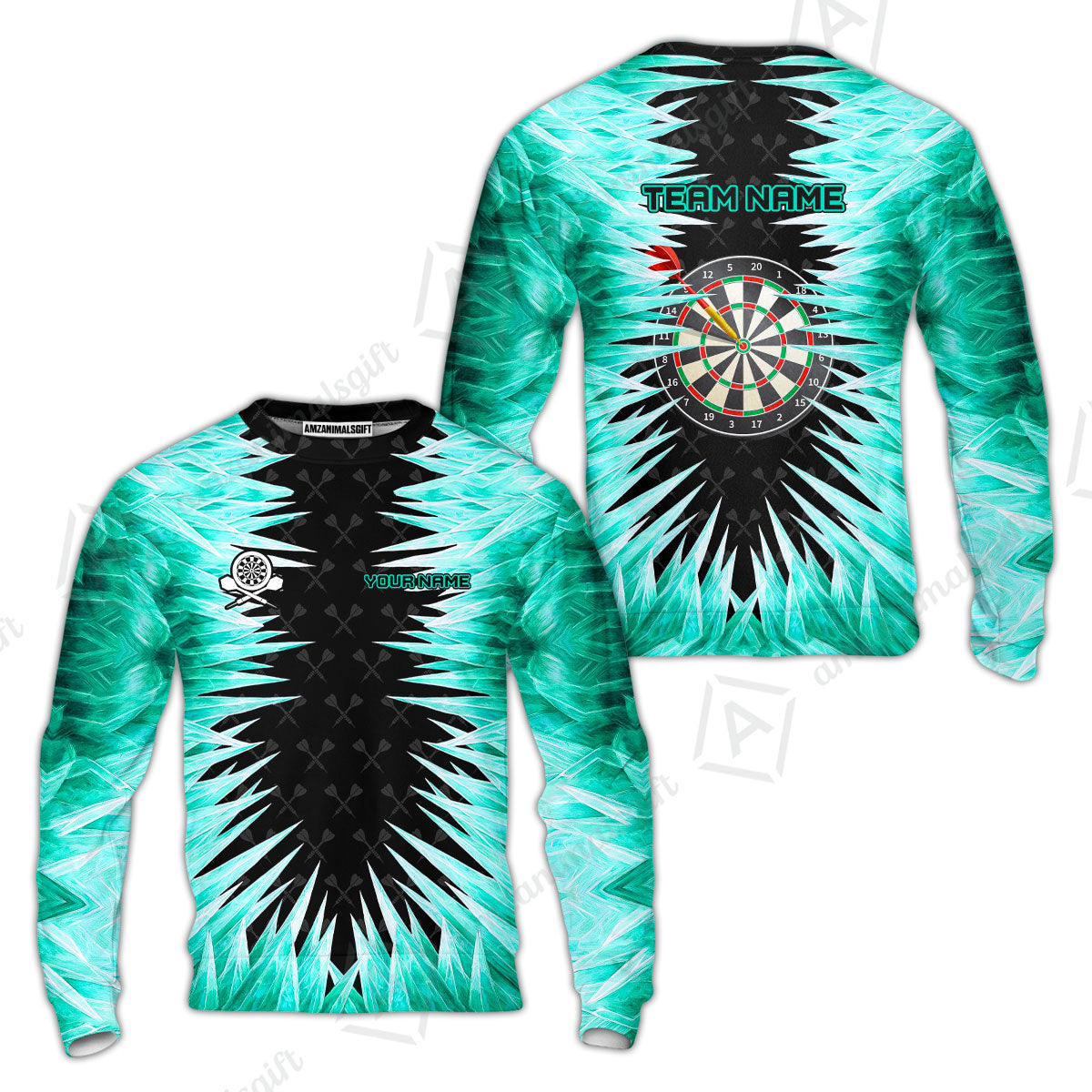 Customized Darts Sweatshirt, Darts Dartboard Ice And Fire Multicolor Sweatshirt Jersey For Darts Players
