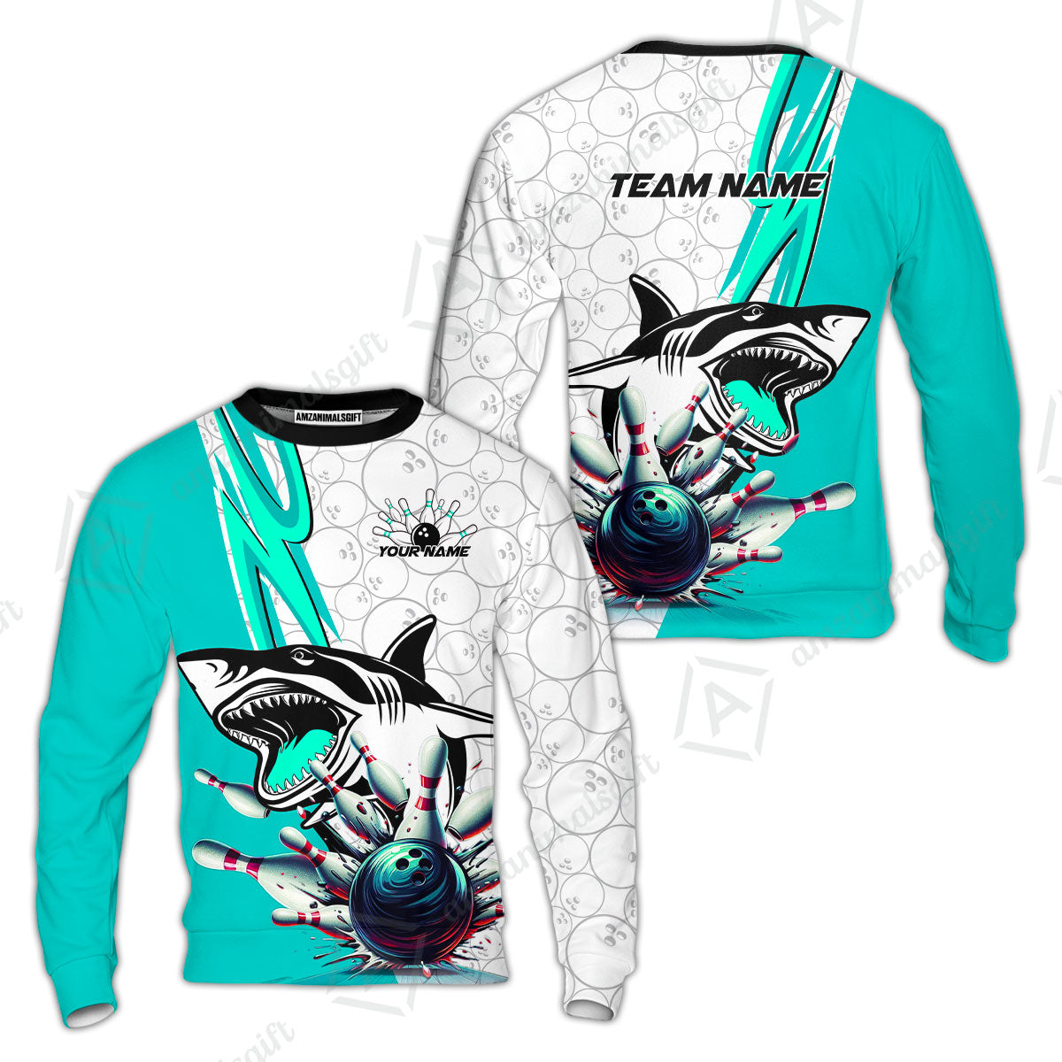 Custom Shark Bowling Team Jersey,  Shark Bowling Jersey Multicolor Polo Quarter-Zip Shirts, Bowling Uniforms Jerseys, Custom Name And Team Name