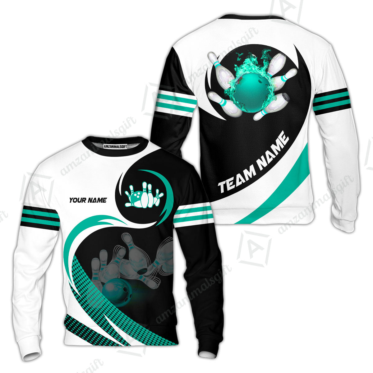 Custom Bowling Team Jersey Shirts, Custom Flame Ball Bowling Uniforms Unisex Polo, Multi Colors Personalized Name And Team Name