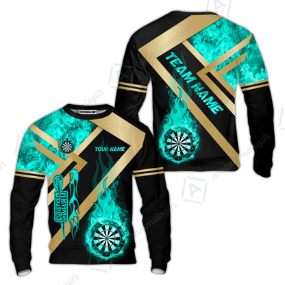 Customized Darts Sweatshirt, Darts Dartboard Fire Flame Multicolor Team Sweatshirt For Darts Players