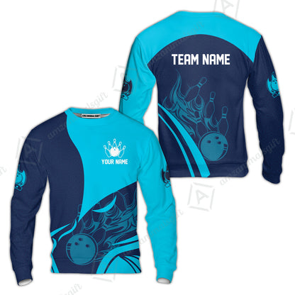 Customized Bowling Sweatshirt, Flame Bowling Multicolor Custom Team Uniform Sweatshirt, Jersey for Bowlers