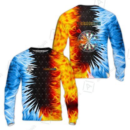 Customized Darts Sweatshirt, Darts Dartboard Ice And Fire Multicolor Sweatshirt Jersey For Darts Players
