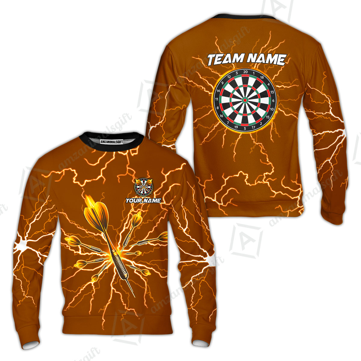 Custom Thunder Lightning Darts Quarter Men Polo Team Shirts,  Custom Darts Team Jerseys Uniform, Personalized Name And Team Name
