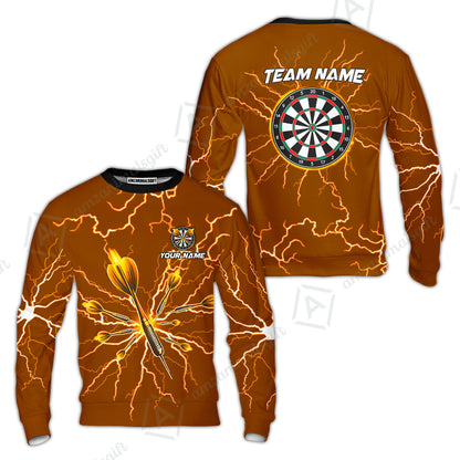 Custom Thunder Lightning Darts Quarter Men Polo Team Shirts,  Custom Darts Team Jerseys Uniform, Personalized Name And Team Name