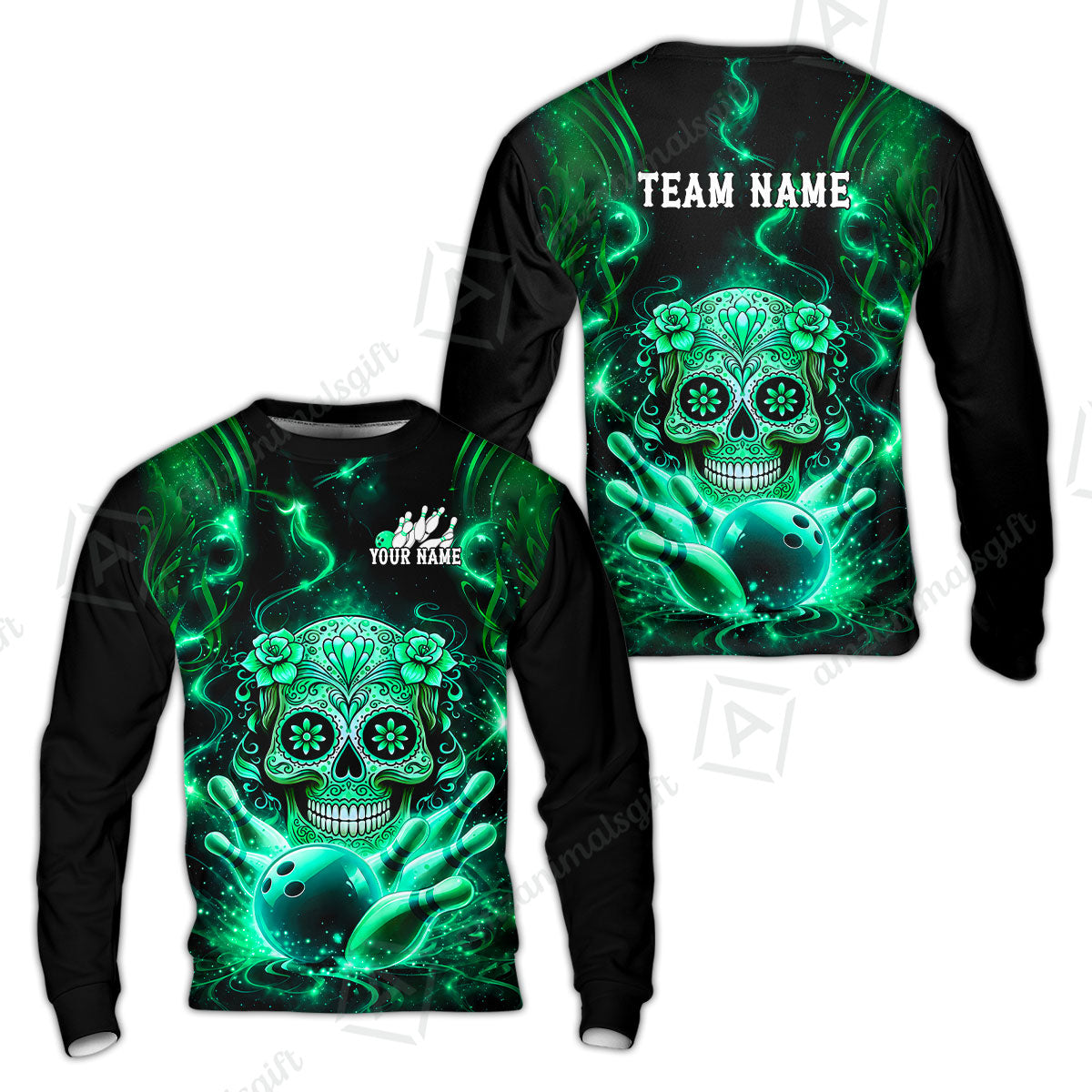 Customized Darts Team Jersey, Sugar Skull Bowler, Personalized Polo Shirt For Players With Name & Team Name