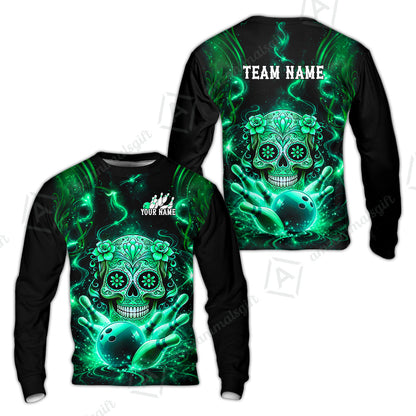 Customized Darts Team Jersey, Sugar Skull Bowler, Personalized Polo Shirt For Players With Name & Team Name