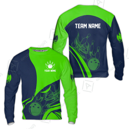 Customized Bowling Sweatshirt, Flame Bowling Multicolor Custom Team Uniform Sweatshirt, Jersey for Bowlers