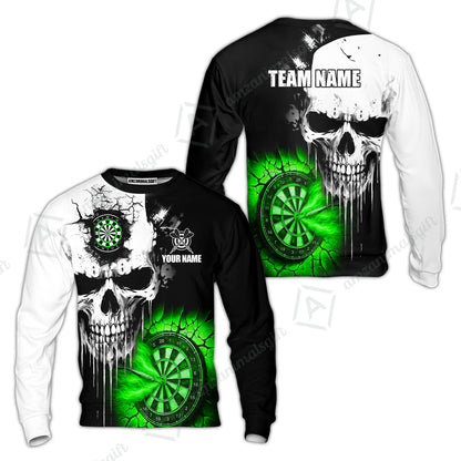 Custom Grunge Skull Crack Wall Darts Team Sweatshirt, Customized Name Team Name Darts Polo Team Jerseys Uniform
