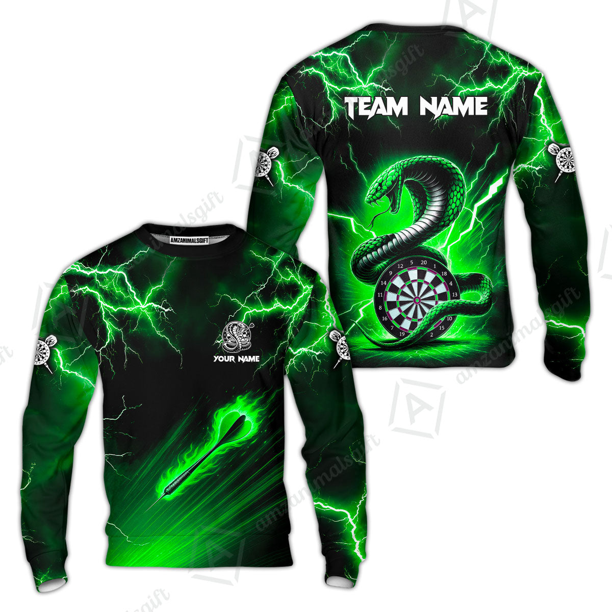 Customized Darts Sweatshirt, Darts Thunder Lightning Cobra Snake Multicolor Sweatshirt For Darts Player