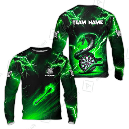 Customized Darts Sweatshirt, Darts Thunder Lightning Cobra Snake Multicolor Sweatshirt For Darts Player