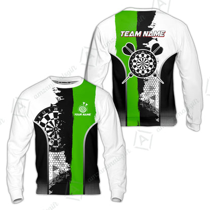 Custom Grunge Style Darts Team Jersey Polo Quarter-Zip Shirts, Custom Darts Team Jerseys Uniform, Personalized Name And Team Name