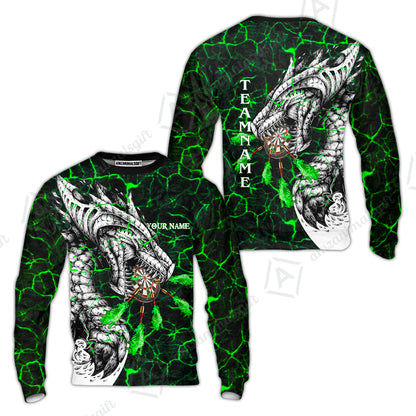 Customized Darts Team Sweatshirt, Darts And Dragon With Magma Personalized Sweatshirt For Darts Players