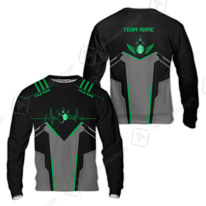 Personalized Polo Bowling Shirt Heartbeat And Esports Pattern Team Jersey Shirt For Men Women Bowlers