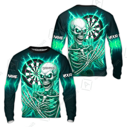Custom Darts Team Sweatshirt, Dartboard Electric Skeleton Darts Jersey Sweatshirt, Custom Darts Uniforms Jersey