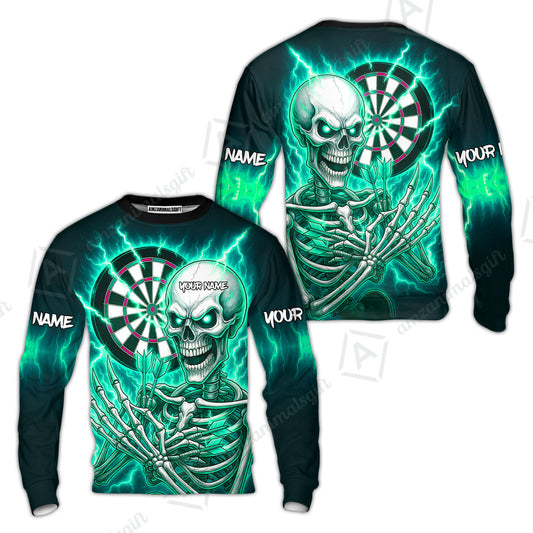 Custom Darts Team Sweatshirt, Dartboard Electric Skeleton Darts Jersey Sweatshirt, Custom Darts Uniforms Jersey