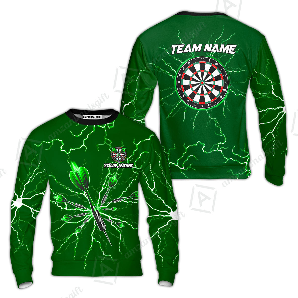 Custom Thunder Lightning Darts Quarter Men Polo Team Shirts,  Custom Darts Team Jerseys Uniform, Personalized Name And Team Name