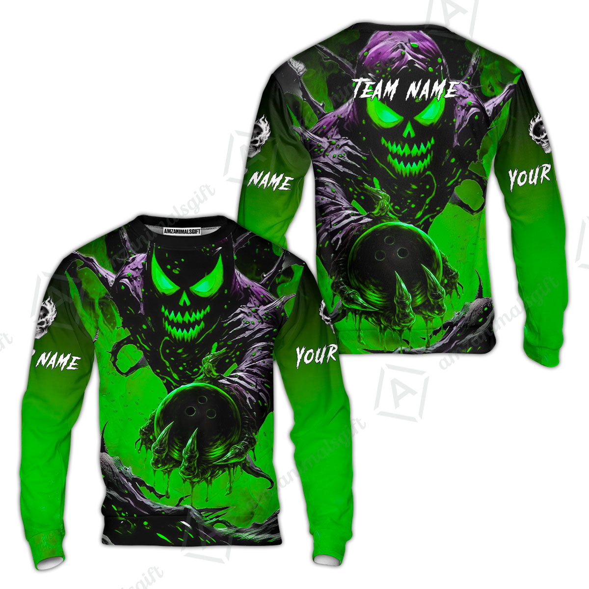 Custom Bowling Team Flat Neck Zip Jersey Shirt, Devil’s Strike Devil’s Strike Power Bowling Edition, Personalized Team Shirt with Custom Name