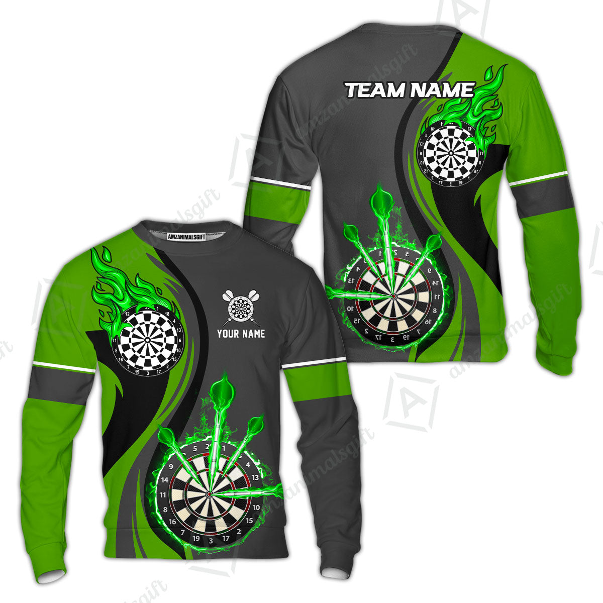 Custom Tailored Fire Flames Darts Team Jersey Polo Quarter-Zip Shirts, Customized Name Team Name Darts Team Jerseys Uniform