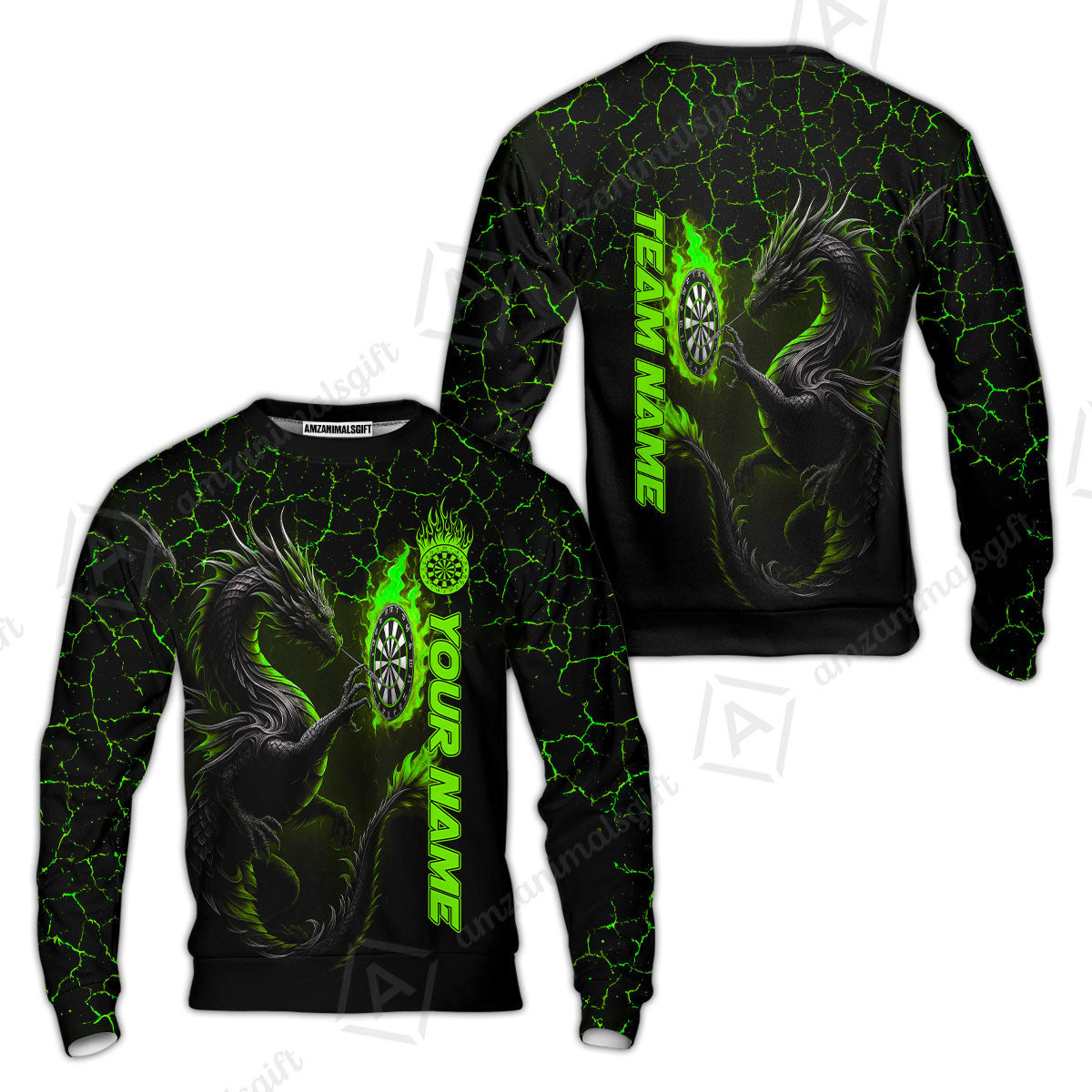 Customized Darts Sweatshirt, Big Dragon Dartboard Flame Darts Sweatshirt Team Style Jersey for Darts Players