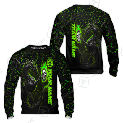 Customized Darts Sweatshirt, Big Dragon Dartboard Flame Darts Sweatshirt Team Style Jersey for Darts Players