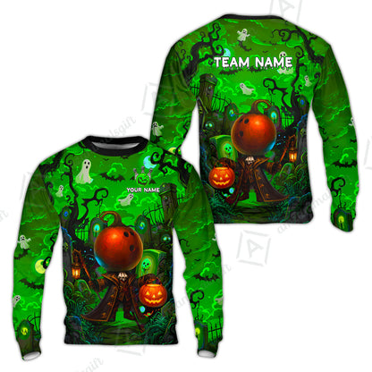 Custom Bowling Jersey Polo Shirt, Halloween Spooky Strike, Custom Bowling Jersey Team Shirt For Players With Name & Team Name