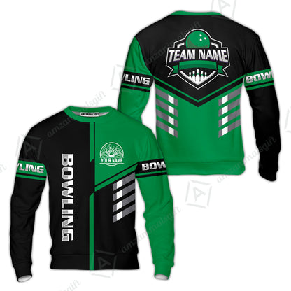 Custom Bowling Team Shirt – Modern Split Design Multicolor Option Personalized Jersey Bowling Uniform For League Players