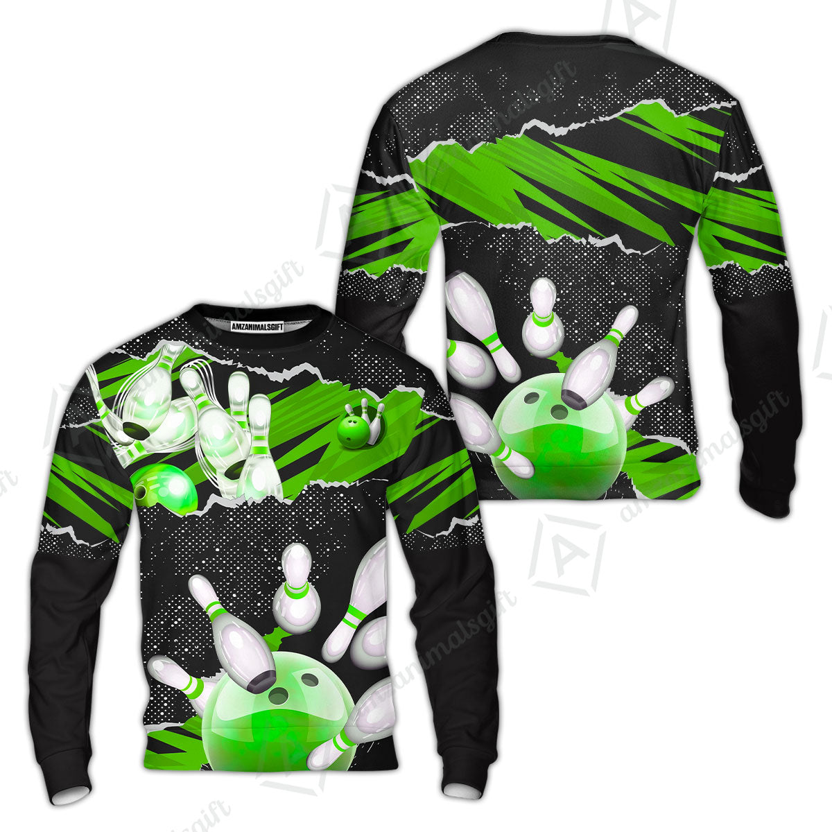 Personalized Bowling Button Up Shirt, Bowling Sweatshirt Ball & Pins Sport Pattern Custom Name And Team Name For Bowler