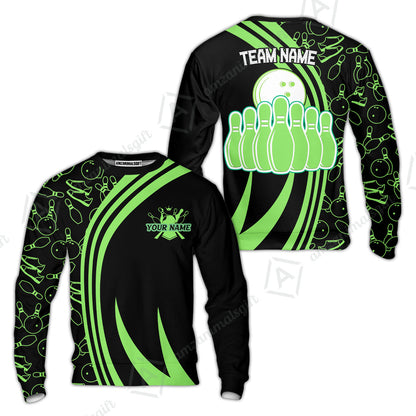 Customized Bowling Team Sweatshirt Neon Multicolor Bowling Uniforms With Name And Team Name For Bowlers, Team League