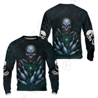 Custom Colorful Skull Bowling Team Jerseys Polo Shirts, Bowling uniforms, Multicolor Skull Bowling Personalized Name And Team Name